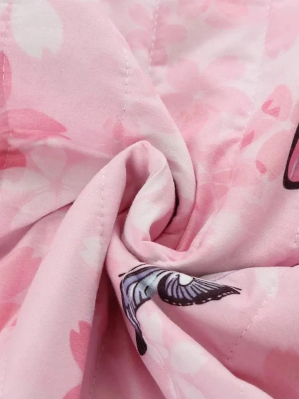 Pink Butterfly Twin 2 piece Quilt Set